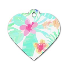 Hawaii T- Shirt Hawaii Flower Pattern T- Shirt Dog Tag Heart (one Side) by EnriqueJohnson