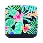 Hawaii T- Shirt Hawaii Flower Pattern T- Shirt Square Metal Box (Black) Front