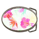 Hawaii T- Shirt Hawaii Flowerbages Pattern T- Shirt Belt Buckles Front