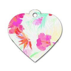 Hawaii T- Shirt Hawaii Flowerbages Pattern T- Shirt Dog Tag Heart (two Sides) by EnriqueJohnson