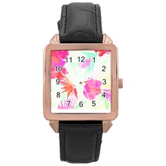 Hawaii T- Shirt Hawaii Flowerbages Pattern T- Shirt Rose Gold Leather Watch  by EnriqueJohnson