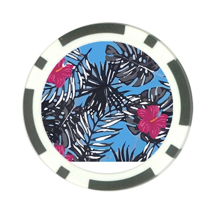 Hawaii T- Shirt Hawaii Flowering Trend T- Shirt Poker Chip Card Guard