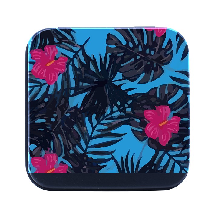 Hawaii T- Shirt Hawaii Flowering Trend T- Shirt Square Metal Box (Black)