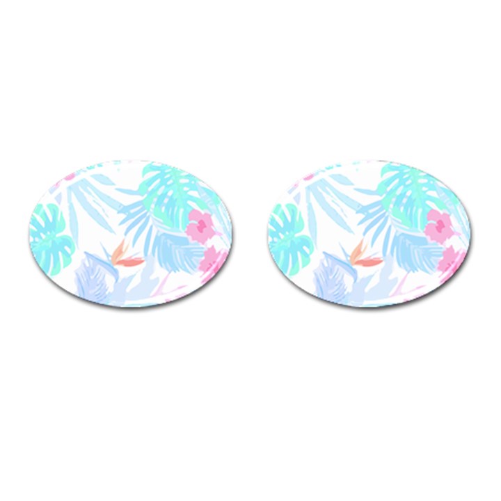 Hawaii T- Shirt Hawaii Flowers Creative T- Shirt Cufflinks (Oval)