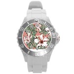 Hawaii T- Shirt Hawaii Hello Modern T- Shirt Round Plastic Sport Watch (L) Front