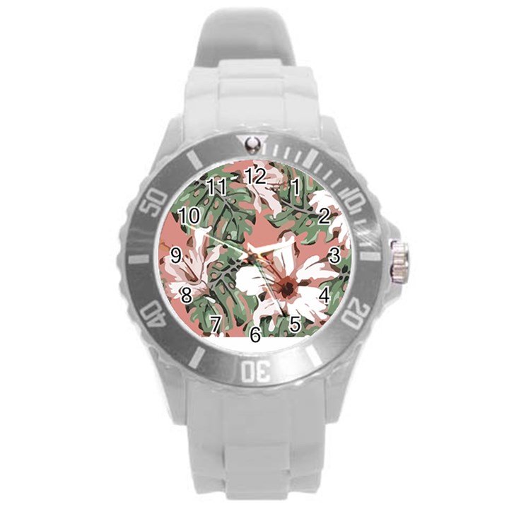 Hawaii T- Shirt Hawaii Hello Modern T- Shirt Round Plastic Sport Watch (L)