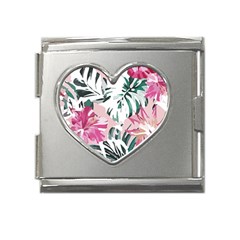 Hawaii T- Shirt Hawaii Ice Flowers Garden T- Shirt Mega Link Heart Italian Charm (18mm)