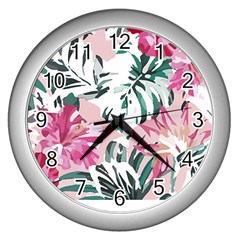 Hawaii T- Shirt Hawaii Ice Flowers Garden T- Shirt Wall Clock (silver) by EnriqueJohnson