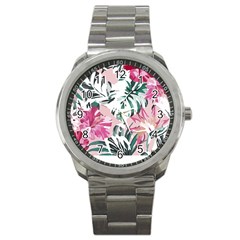 Hawaii T- Shirt Hawaii Ice Flowers Garden T- Shirt Sport Metal Watch