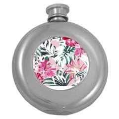 Hawaii T- Shirt Hawaii Ice Flowers Garden T- Shirt Round Hip Flask (5 Oz)