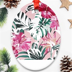 Hawaii T- Shirt Hawaii Ice Flowers Garden T- Shirt Oval Ornament (two Sides)