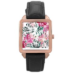 Hawaii T- Shirt Hawaii Ice Flowers Garden T- Shirt Rose Gold Leather Watch 