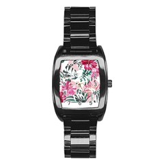 Hawaii T- Shirt Hawaii Ice Flowers Garden T- Shirt Stainless Steel Barrel Watch