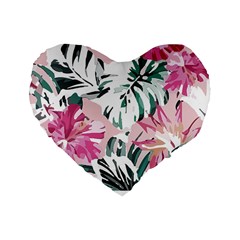 Hawaii T- Shirt Hawaii Ice Flowers Garden T- Shirt Standard 16  Premium Flano Heart Shape Cushions