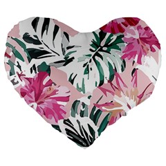 Hawaii T- Shirt Hawaii Ice Flowers Garden T- Shirt Large 19  Premium Flano Heart Shape Cushions