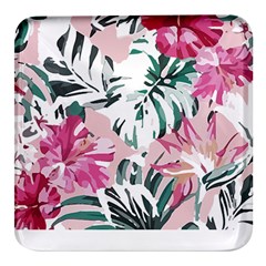 Hawaii T- Shirt Hawaii Ice Flowers Garden T- Shirt Square Glass Fridge Magnet (4 Pack)