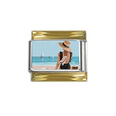 Rest By The Sea Gold Trim Italian Charm (9mm) by SychEva