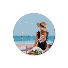 Rest By The Sea Rubber Coaster (round) by SychEva