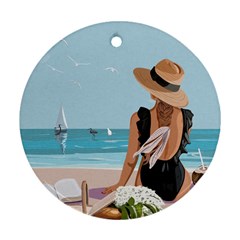 Rest By The Sea Round Ornament (two Sides) by SychEva