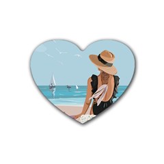 Rest By The Sea Rubber Coaster (heart) by SychEva