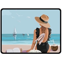 Rest By The Sea Fleece Blanket (large) by SychEva