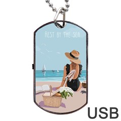 Rest By The Sea Dog Tag Usb Flash (two Sides) by SychEva