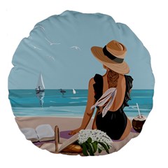 Rest By The Sea Large 18  Premium Flano Round Cushions by SychEva