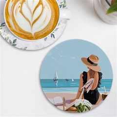 Rest By The Sea Uv Print Round Tile Coaster by SychEva