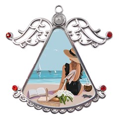 Rest By The Sea Metal Angel With Crystal Ornament by SychEva