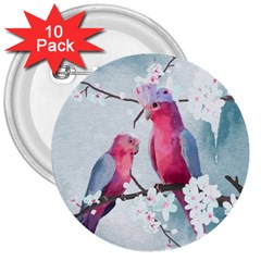 Watercolor Parrot 3  Buttons (10 Pack)  by SychEva