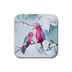 Watercolor Parrot Rubber Coaster (square) by SychEva