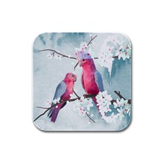 Watercolor Parrot Rubber Square Coaster (4 Pack) by SychEva