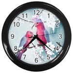 Watercolor Parrot Wall Clock (Black) Front