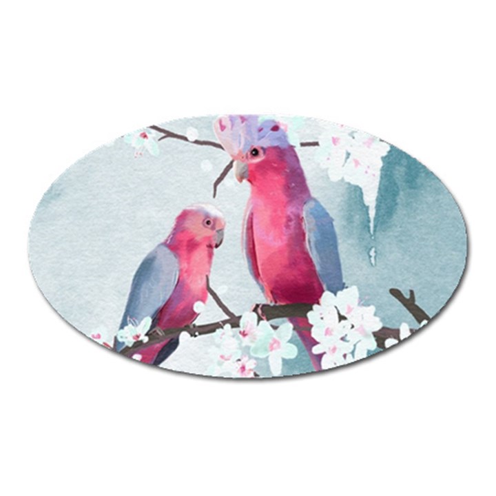 Watercolor Parrot Oval Magnet