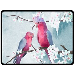 Watercolor Parrot Two Sides Fleece Blanket (large) by SychEva