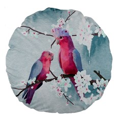 Watercolor Parrot Large 18  Premium Flano Round Cushions by SychEva