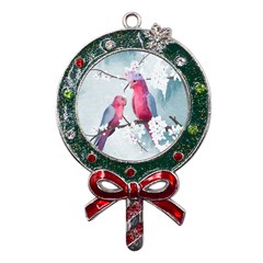 Watercolor Parrot Metal X mas Lollipop With Crystal Ornament by SychEva