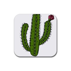 Cactus Desert Plants Rose Rubber Coaster (square) by uniart180623