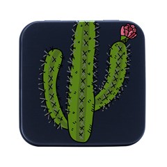 Cactus Desert Plants Rose Square Metal Box (black)