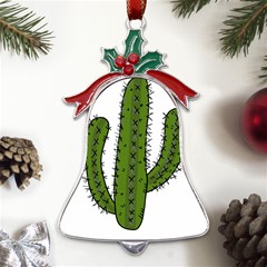 Cactus Desert Plants Rose Metal Holly Leaf Bell Ornament by uniart180623