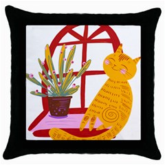 Cat Pet Ginger Art Animal Cartoon Throw Pillow Case (black) by uniart180623