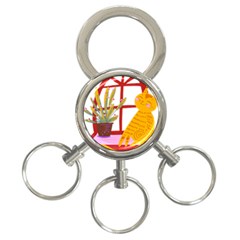 Cat Pet Ginger Art Animal Cartoon 3-ring Key Chain by uniart180623