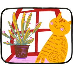 Cat Pet Ginger Art Animal Cartoon Two Sides Fleece Blanket (mini) by uniart180623