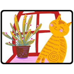 Cat Pet Ginger Art Animal Cartoon Fleece Blanket (large) by uniart180623