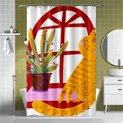 Cat Pet Ginger Art Animal Cartoon Shower Curtain 48  X 72  (small)  by uniart180623