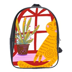 Cat Pet Ginger Art Animal Cartoon School Bag (xl) by uniart180623