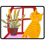 Cat Pet Ginger Art Animal Cartoon Two Sides Fleece Blanket (Large) 80 x60  Blanket Front