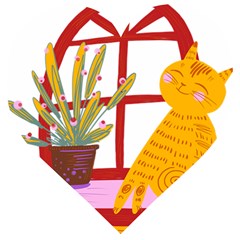 Cat Pet Ginger Art Animal Cartoon Wooden Puzzle Heart by uniart180623