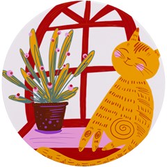 Cat Pet Ginger Art Animal Cartoon Uv Print Round Tile Coaster by uniart180623