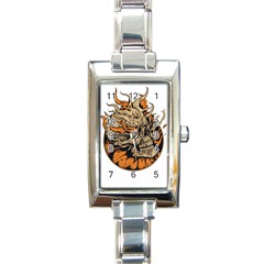 Human Skull  Skull Art Skeleton Illustration Rectangle Italian Charm Watch